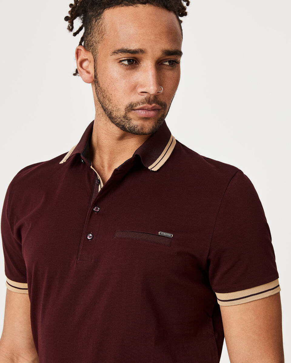 Narka Polo Shirt, Burgundy, hi-res
